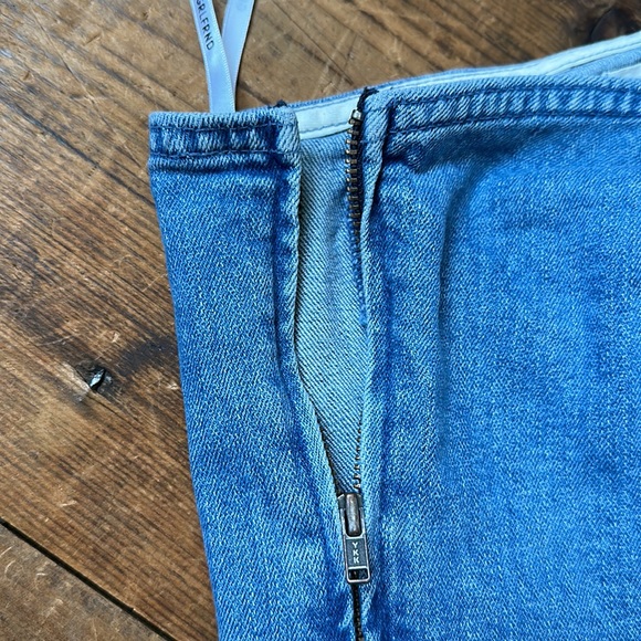 GRLFRND Ellie One Shoulder Stretch Denim Dress - Small S Puff Sleeve Mini Summer - Picture 8 of 8